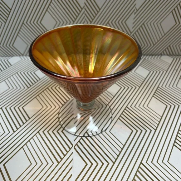 Vintage Marigold Carnival Glass Footed Dish - Picture 2 of 11